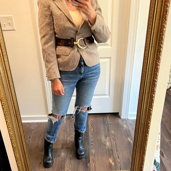 Vintage brown tweed quintessential fall winter blazer - Picture 2 of 15